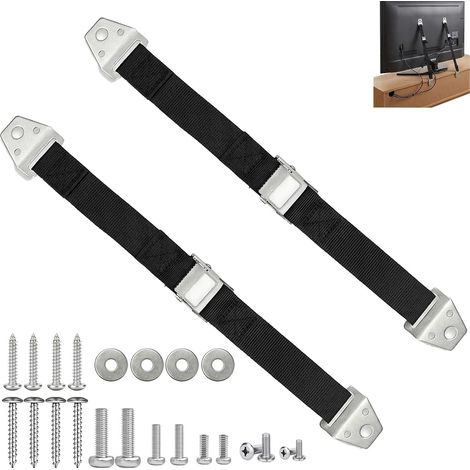 Juego de 2 correas antivuelco ajustables, compatibles con VESA, de metal y nailon para televisores LED y LCD y muebles, seguridad infantil. (1/5)