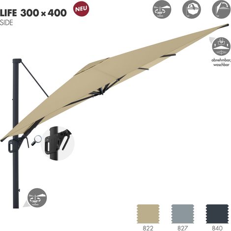 Doppler LIFE Side 300 x 400 cm Pendelschirm Sonnenschirm Ampelschirm in 3 Farben