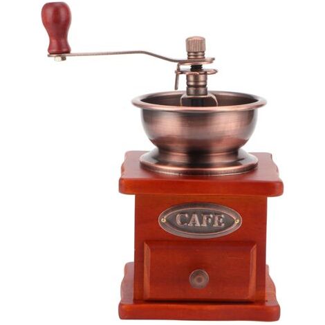 DEESSE SHOP-Moulin à café manuel, moulin à grains de café moulin à café classique résistant à l'usure moulin à main en bois Vintage manivelle manuelle en bois pour Ménage (1/5)