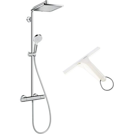 Hansgrohe Set de douche Crometta E 240 + cadeau gratuit raclette de douche, blanc (27271000-650) (1/5)