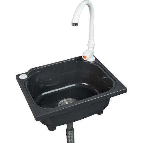 Évier de cuisine utilitaire à cuve unique de 38,1 x 28,9 cm avec trou de robinet de 3,20 cm, évier en plastique pour la maison, le restaurant, le dortoir, le garage, la salle de bain, la buanderie (1/5)