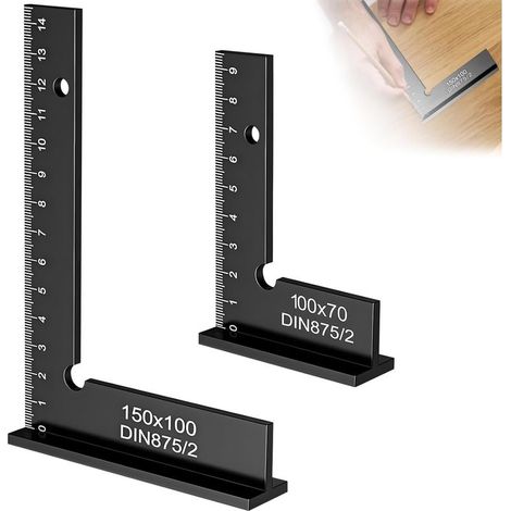 2 Equerre Menuisier avec Échelle (cm),(150x100mm&100x70mm)Règle Carrée 90 Degrés Aluminium, Règle Bloc Droit Angle Précision, Equerre Charpentier pour Machines Mettre Place & Structures Travail Bois (1/5)