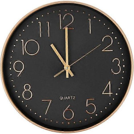 Orologio da parete moderno silenzioso al quarzo, 30 cm, con numeri grandi e forma rotonda, ideale per casa, cucina, camera da letto, ufficio, scuola (oro rosa).