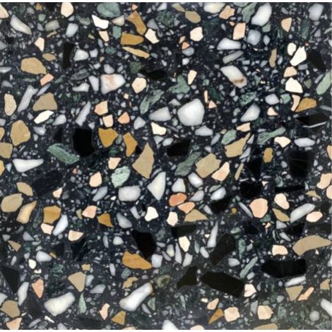 Véritable Carreau Terrazzo fond noir inclusions multicolores EVORA 30x30 cm boîte de 0.72m2 Brillant / Poli - Gioia Materia