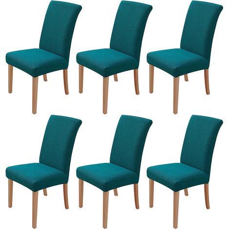 MINKUROW Set Di 6 Fodere Per Sedie Elastiche Rimovibili E Lavabili Per Sedia Da Pranzo, Decorazione Per Sedie Elastiche Moderne Per Banchetti In Ufficio, Festa Di Nozze (Blue Lake) (1/5)