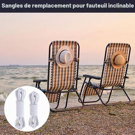4 Pcs Elastic Replacement Rope for Sun Lounger Folding Reclining Cords Replacement Zero Gravity Recliner Chair, White 2.5m+1.4m (1/5)