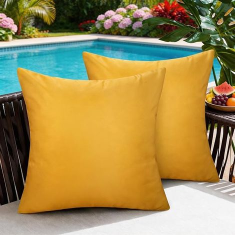 Outdoor Cushion Cover 40 x 40 cm Set of 2, Modern Plain Style for a Serene Atmosphere, Waterproof and Anti-UV, Decoration for Garden Living Room, Terrace (1/5)