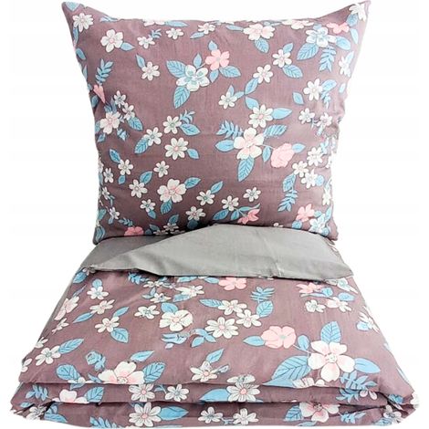 SET DI BIANCHERIA DA LETTO IN RASO DI COTONE 160x200, SET DA 3 PEZZI, MOTIVO FIORI SOTTILI, PREMIUM