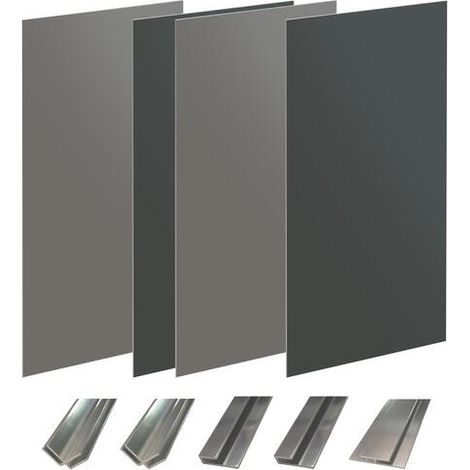 ONDEE - Kit instalación paneles murales nicho WALLDECO 200cm gris antracita perfil cromado (1/4)