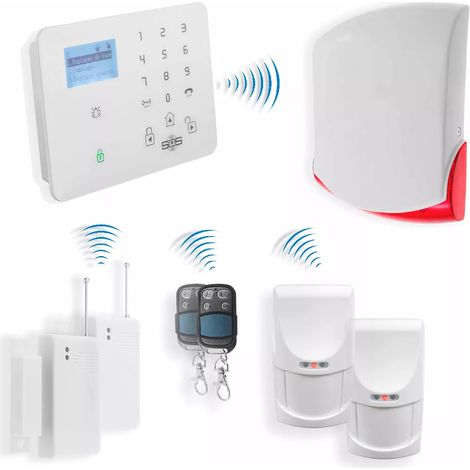 Alarme maison GSM sans fil - Centrale 4G + 2x PIR + 2x ouvertures et sirène extérieure (KP) (1/5)