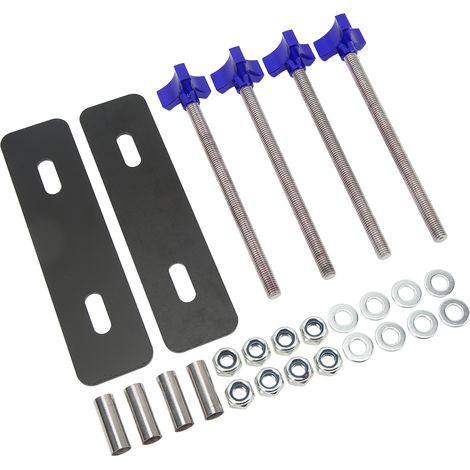 Kit de chevilles de fixation pour planches de traction acier M10x180 entraxe 8-14cm support pour 4x4 voiture bleu (1/5)