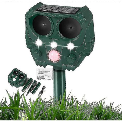 Répulsif anti-renards pour jardin, à énergie solaire et étanche, efficace contre les chats, les chiens, les renards, les oiseaux et les mouffettes (vert), pour les jardins et cours de ferme. (1/5)