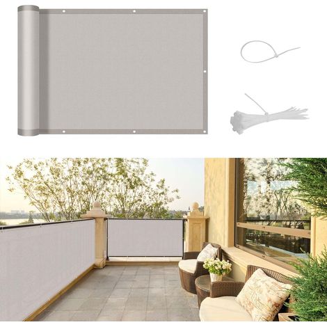 Brise Vue Balcon - 1 Lot - Polyester - Protection UV Et Imperméable - Pour Terrasse Jardin Patio - 90x400cm Taupe (1/5)