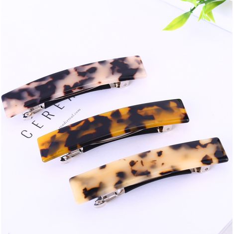 Barrettes à cheveux effet écaille de tortue pour femmes, petites barrettes rectangulaires automatiques en celluloïd pour cheveux fins, lot de 3 (1/4)