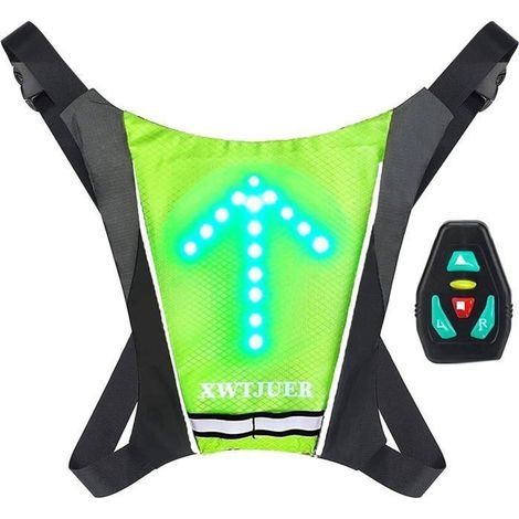 Fahrradweste – LED – Reflektierend – USB-aufladbar – Grün – Unisex (1/4)