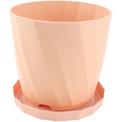 BUNTHAUS Pots de Fleur Créatifs et Simples en Plastique Résine PP Forme Ronde, Grand Taille, avec Plateau Couleur Rose Cerisier-