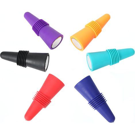 Set of 6 reusable silicone bottle stoppers in various colors. - AquaForge (1/5)