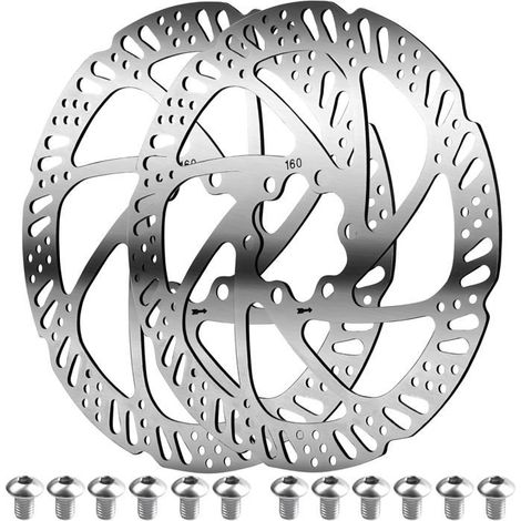 Disque Frein VTT 160mm-2, Argent,160mm 6 Trous Inox Boulons Velo Route Ville Accessoire Cyclisme Aucunely (1/5)