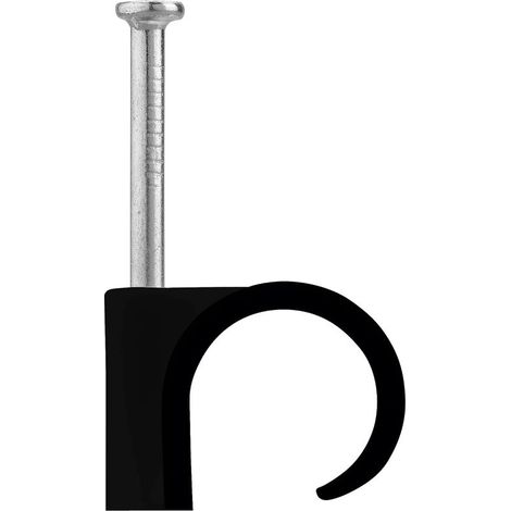 100 schwarze Kabelbinder D8/12 mit Stahlnagel - Befestigungsclips für elektrische Kabel und Drähte - Art.-Nr. 700415 (1/3)