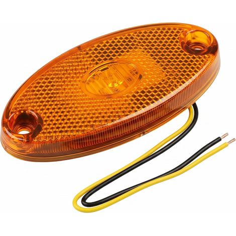 Feu de Gabarit LED 12V pour Remorque et Camping-Car, Lampe de Position Latérale Ovale Jaune Ambre, Éclairage de Signalisation Étanche et Résistant pour Camion, Utilitaire et Caravane (1/5)