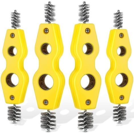 Lot de 4 brosses de nettoyage pour tuyaux en cuivre 4 en 1 Brosse pour tuyaux en cuivre Nettoie l'intérieur et l'extérieur Nettoyeur de filetage Outil de nettoyage de brosse de plombier pour inst (1/5)