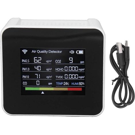 WLAN-Luftqualitätsmessgerät CO2 HCHO TVOC PM2.5 CO-Monitor Multifunktions-Lufttester mit Digitalanzeige