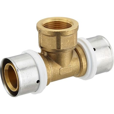 Pressfitting-T-Stück 32 x 3,0 - 3/4 Zoll Innengewinde - 32 x 3,0 mm für MV-Rohr