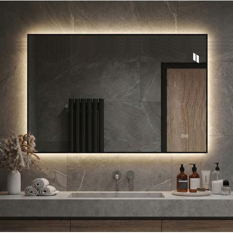 Specchio bagno LED 50 x 70 cm antiappannamento, 3 colori, dimmerabile DESVIAE (1/5)