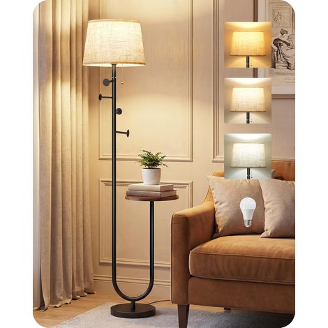 Lampadaire sur pied de salon avec table, marron rustique et beige (1/5)