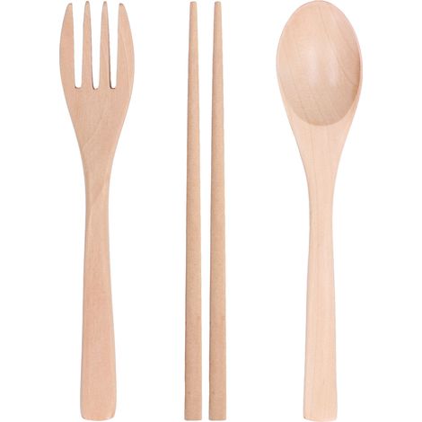 Ensemble de 3 pièces cuillère fourchette baguettes en bois pour voyage maison hôtel