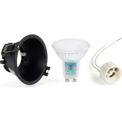 KIT Aro Empotrable Fijo Ø93mm + Bombilla GU10 5,4W + (1/4)