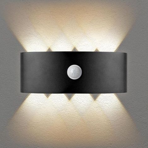 Applique Murale LED avec Détecteur de Mouvement, Étanchéité IP66, Lumière Haut-Bas 8W, Noire - Idéale pour Chambre, Extérieur [Classe énergétique G] (1/5)