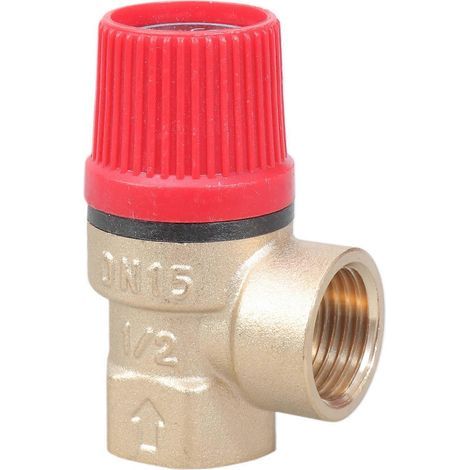 Soupape de sécurité multifonctionnelle en laiton DN15 de 1/2 pouce, accessoire domestique pour la décharge de pression d'eau, d'huile et de gaz avec joint PTFE (1/5)