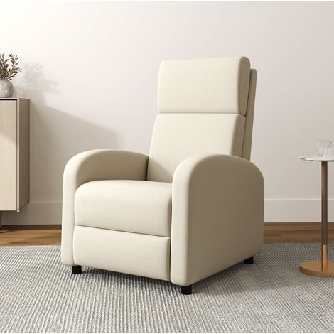 MEUBLIV Poltrona relax reclinabile bianco crema con poggiapiedi, poliestere, 120 kg (1/5)
