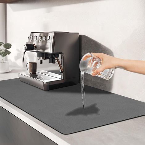 Tapis à café - Tapis en terre de diatomées - Tapis à vaisselle - Masque les taches grâce à son envers en caoutchouc - Absorbant - Convient aux cafetières, cafetières électriques, machines à expresso e (1/5)