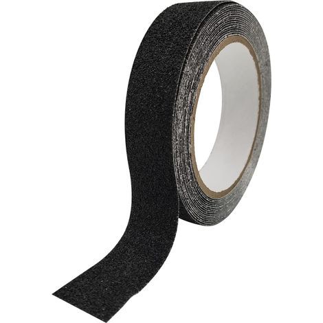 Rutschfeste Treppenschutzleiste, selbstklebendes Antirutschband, rutschfester Sicherheitsstreifen, für Treppen im Innen- und Außenbereich, wasserdicht, schwarz, 2,5 cm x 5 m (1/5)
