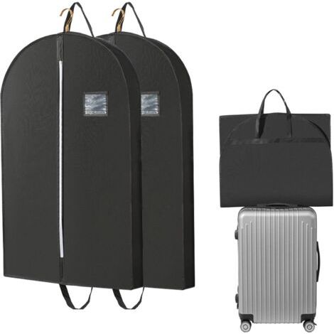 2 Packs Housse Vetements à Suspendre 110 60 10cm, Housse Costume Voyage avec Poignées pour Vêtements, Manteaux, Vestes, Chemises (Noir) (1/4)