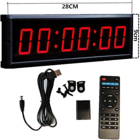 Minuteur d'intervalles pour salle de sport, 31169cm, affichage numérique LED, compte à rebours/compte à rebours, plusieurs modes de minuterie pour la maison, la salle de sport et le bureau ( )