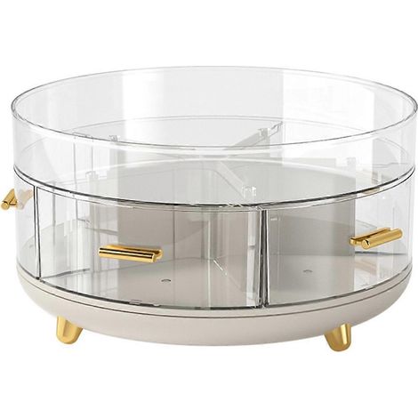 Organisateur de maquillage rotatif à 2 niveaux pour comptoir, organisateurs de salle de bain -- (1/5)