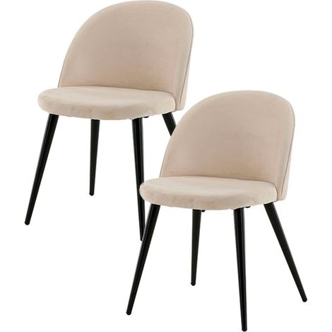 Skagen chaise de salle Ă manger velours beige,noir.