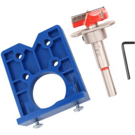 Outil de bricolage pour percer des trous de 35 mm pour charnières de porte d'armoire, gabarit de positionnement des charnières de panneau de porte avec foret à charnière. (1/4)