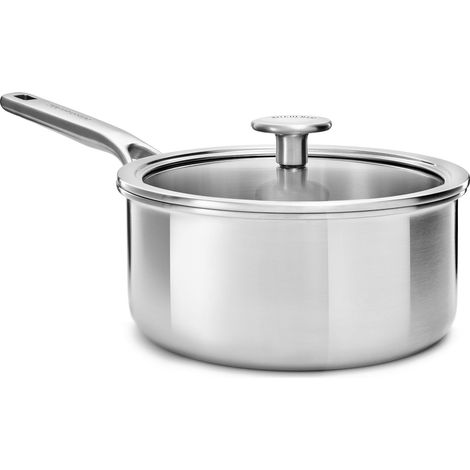 Cocotte en Acier Inoxydable avec Couvercle en Verre, 18 cm/2,13 L, Triply, Multiclad, Induction, Va au four jusqu'à 220°C, Lave-Vaisselle, Argent (1/5)