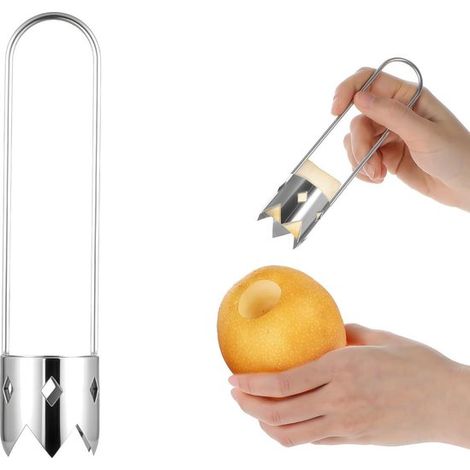 Snocciolatore per mele e estrattore di semi per verdure in acciaio inox con lama seghettata - Pratico e facile da usare - Affetta mele e estrattore di semi (1/5)