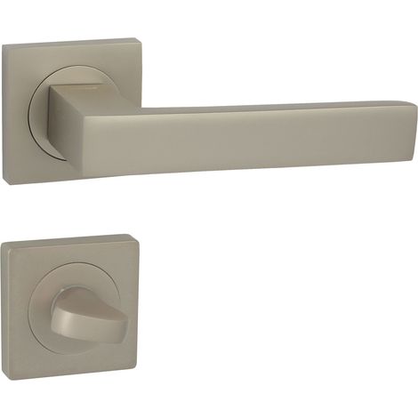 DOMINO Poignée de porte QUBIK-QR M91 WC Poignée avec rosace WC Nickel satiné (1/5)