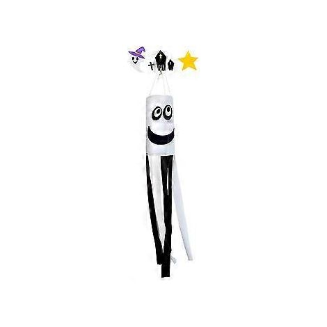 Halloween-Geisterschädel-Windsack-Flagge, gruselige Cartoon-Hängewindsäcke, schaurige Dekoration für Garten, Terrasse, Wege, Bäume (Smile)