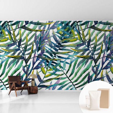Fototapete - Tapete Vliestapete mit Kleber - Wandtapete Moderne Wandbild Schlafzimmer Wohnzimmer Exotische Pflanzenwelt 416x254 cm (1/5)