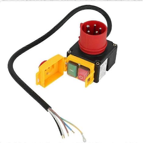 Interrupteur électromagnétique triphasé 380-400 V 16 A IP54 avec protection contre les surcharges et l'inversion de phase, arrêt d'urgence, câble de 65 cm, compatible avec KOA7 (1/5)