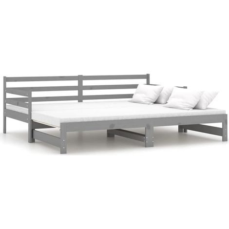 FIMEI Lit coulissant Gris Bois de pin massif 2x(90x200) cm (1/5)