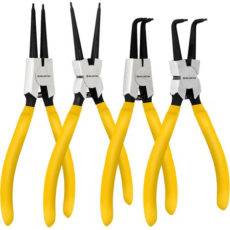 BRAVIX Jeu de 4 pinces à circlips - Pinces à circlips internes et externes droites et courbées de 17,5 cm (6,89 po) avec ressorts durables et poignées antidérapantes (1/5)