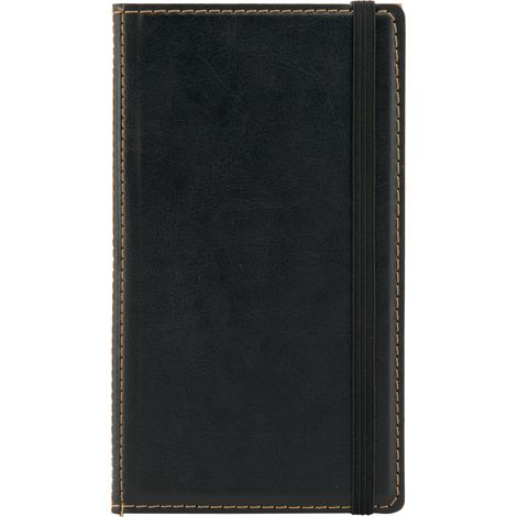 Porte addition LUXE avec socle en bois massif - Couverture cuir et fermeture élastique - Couleur Noire  - Securit